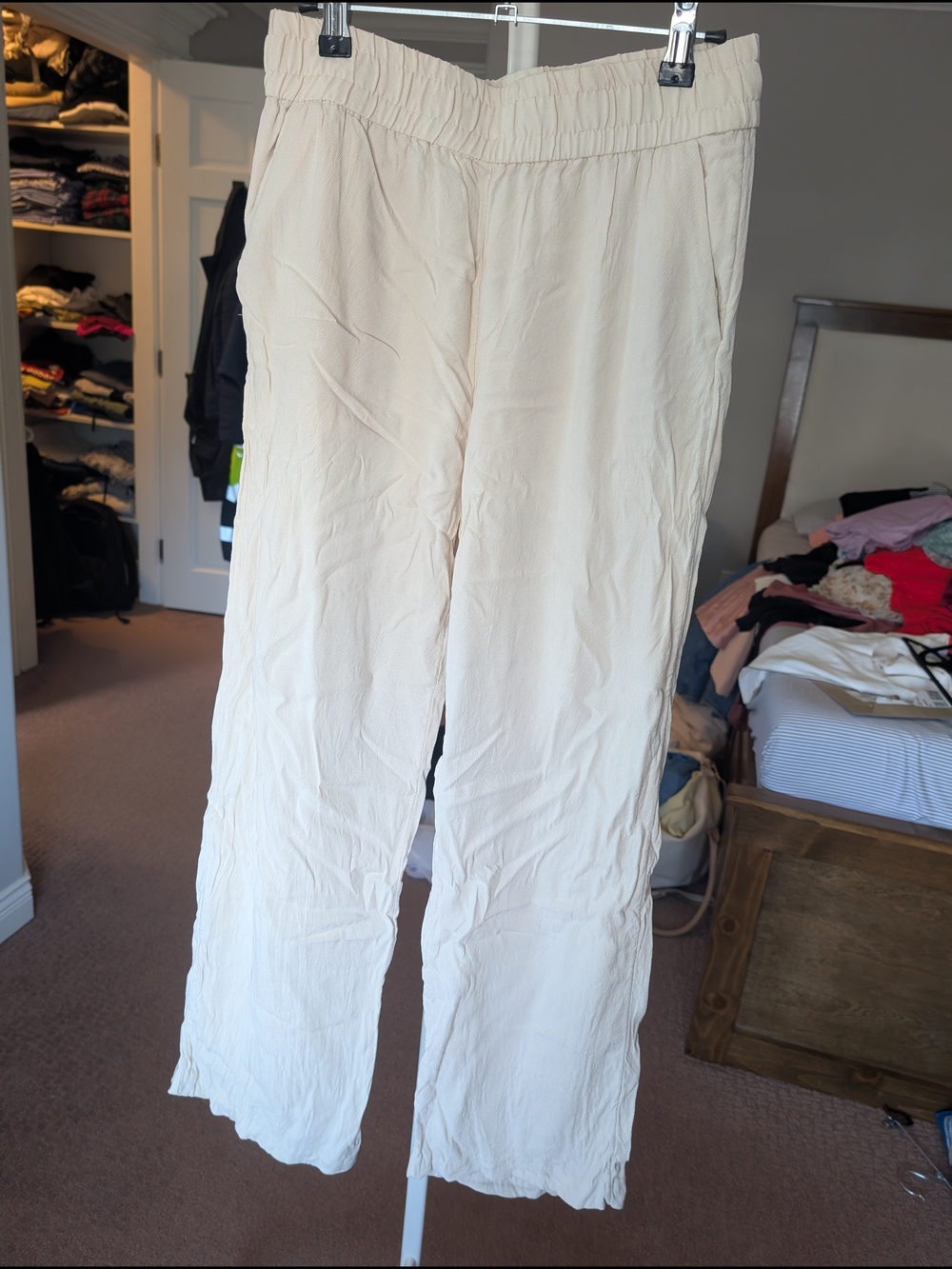 H&M Wide Leg Pants in Light Beige
